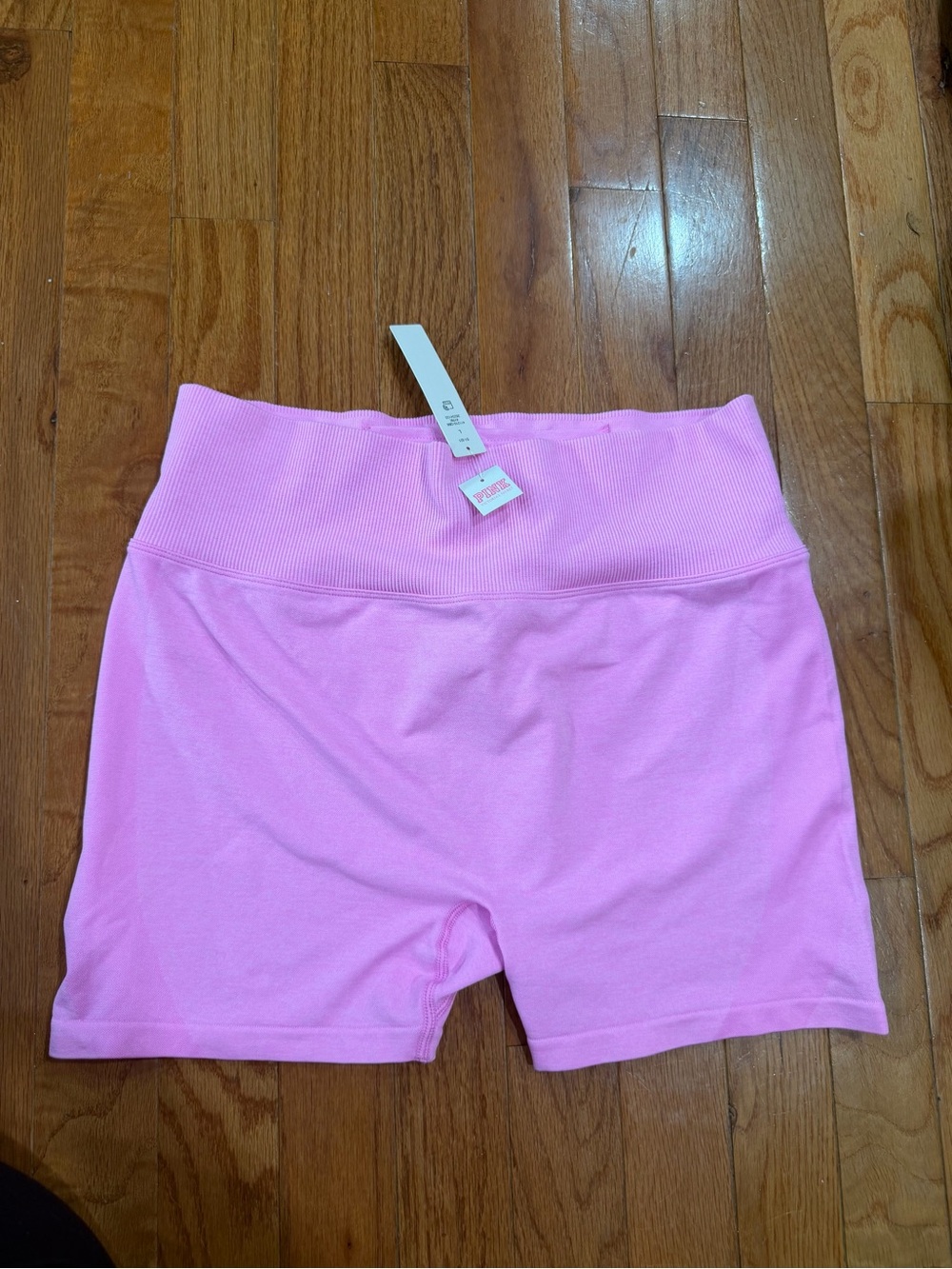 PINK Victoria's Secret Ribbed High-Waist Pink Workout Shorts